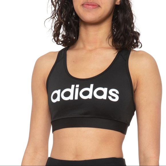 Adidas Black Logo CLIMALITE Racerback Sports Bra - Picture 3 of 5